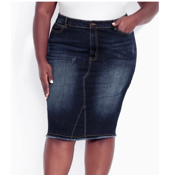 COPY - Avenue Denim Stretch Skirt - Picture 1 of 3